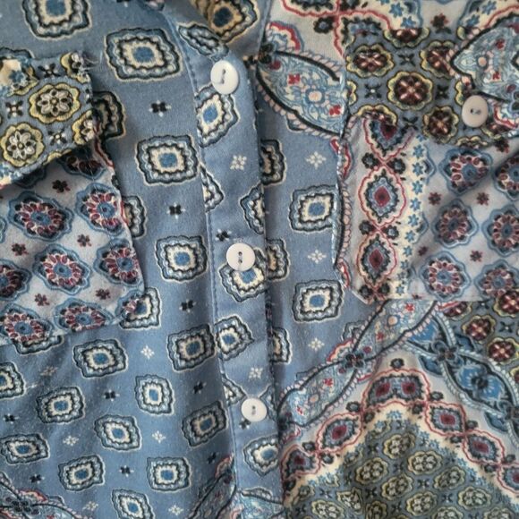 Womens tops set of 2 soft roll tab sleeves with collar v-neck cotton poly size s - Picture 10 of 16